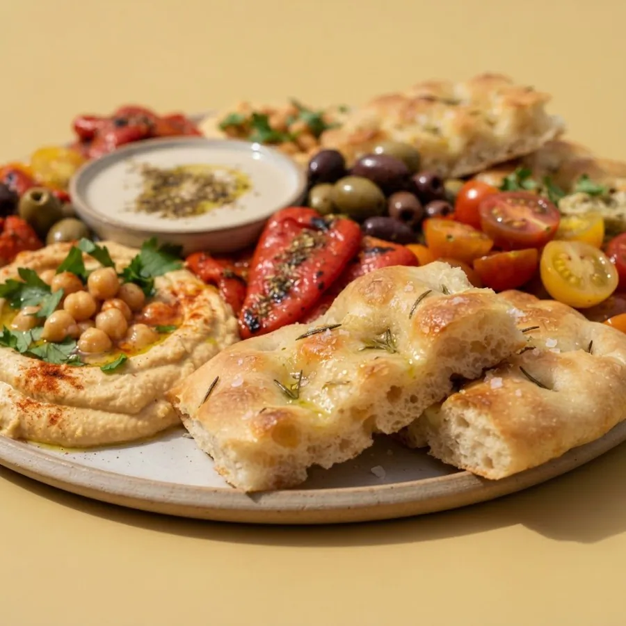 Sharing focaccia and dips, photo 2