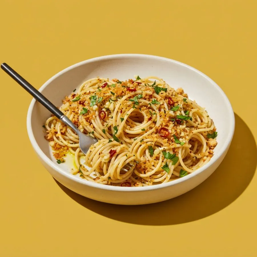 Spaghetti with garlic, chilli and breadcrumbs, photo 3