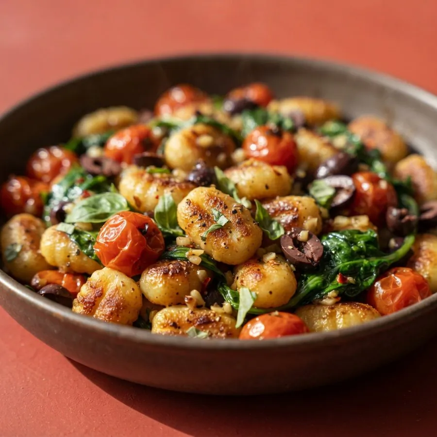 Knusprige Gnocchi mit Tomaten und Spinat, Foto 2