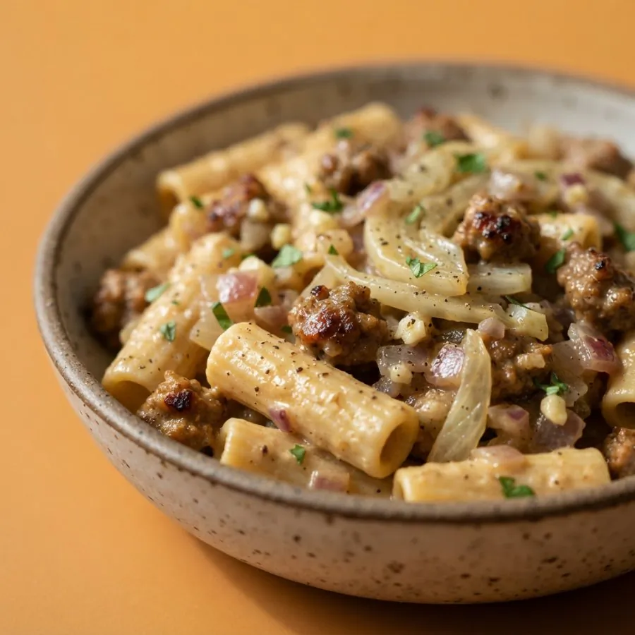 Macarrão com linguiça vegana e erva-doce, foto 2