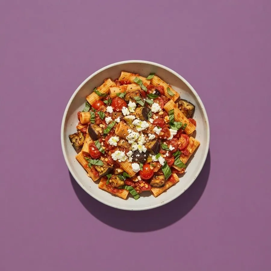 Pasta con melanzane e pomodoro