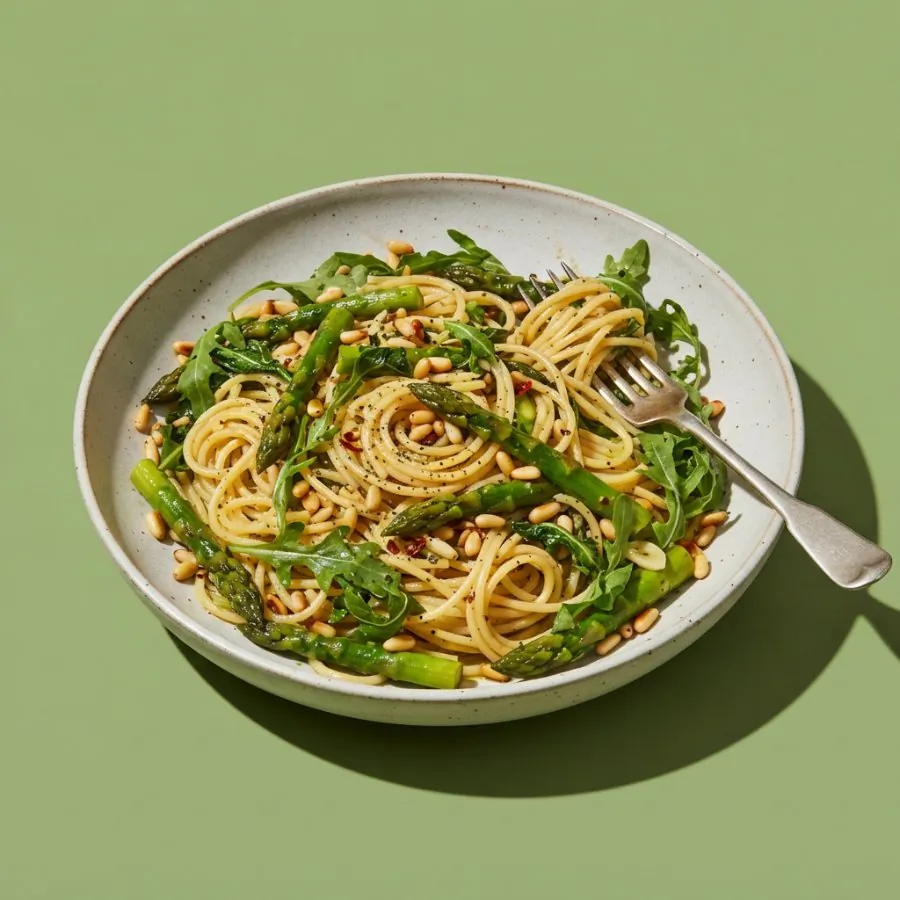 Asparagus and pine nut spaghetti, photo 3