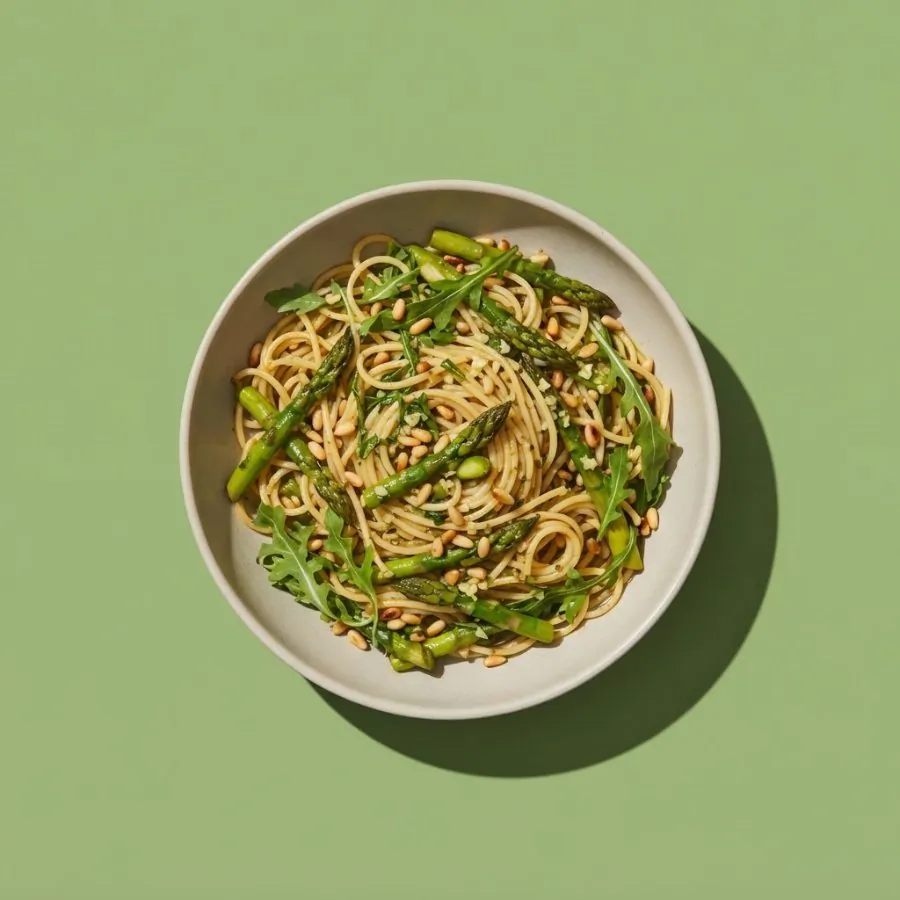 Asparagus and pine nut spaghetti