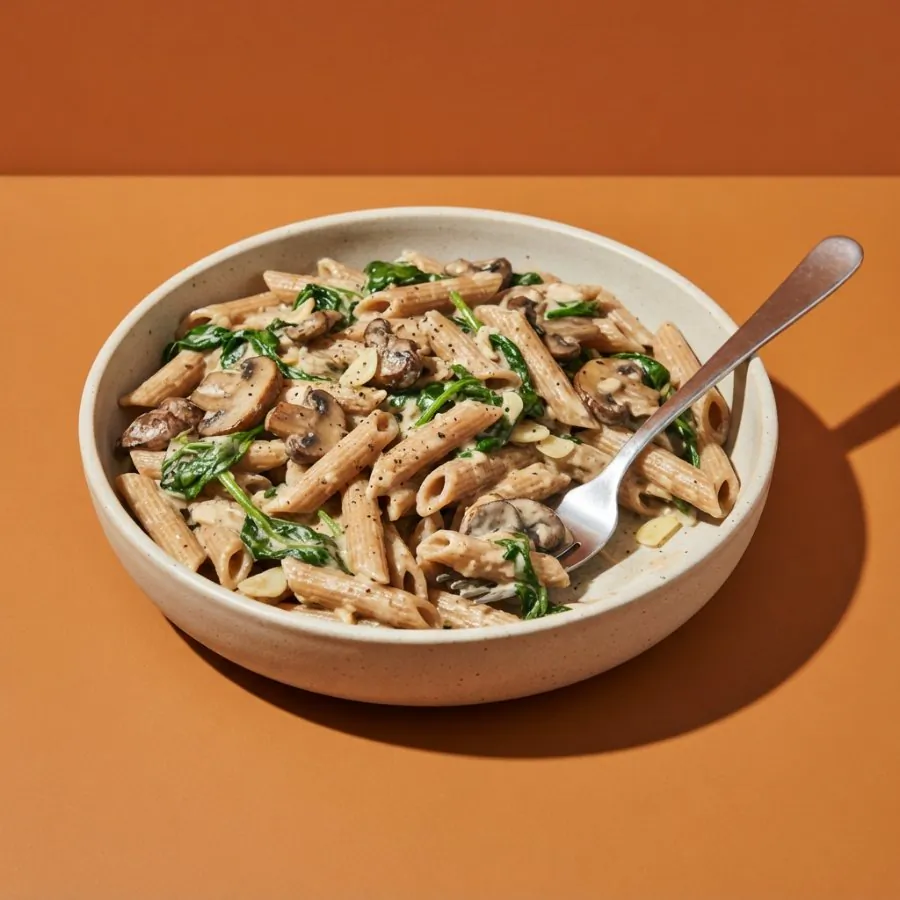 Creamy mushroom and spinach pasta, photo 3