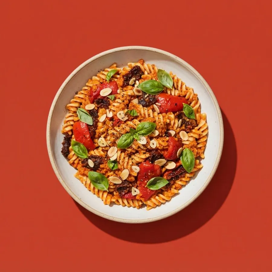 Red pepper and sun-dried tomato pasta