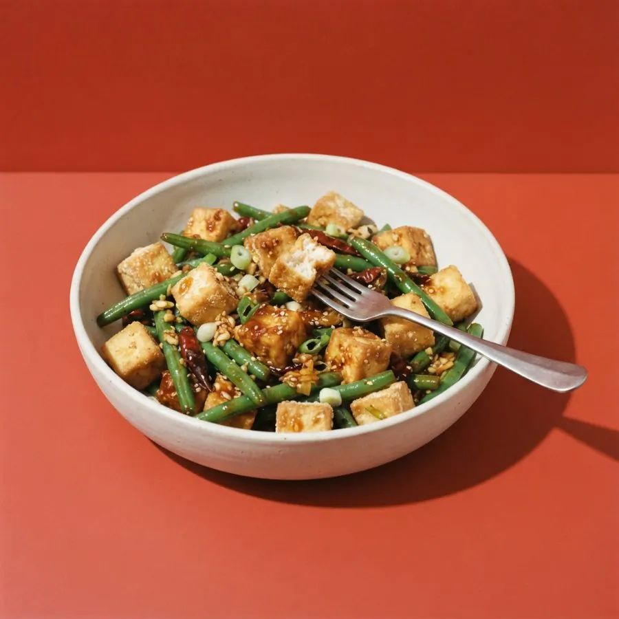 Crispy chilli tofu with green beans, photo 3