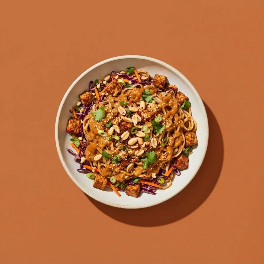 Satay noodles with tempeh