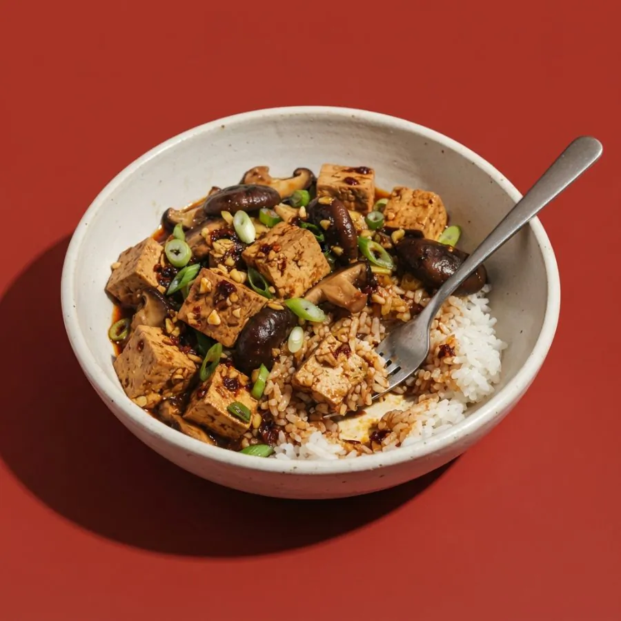 Spicy braised tofu with mushrooms, photo 3