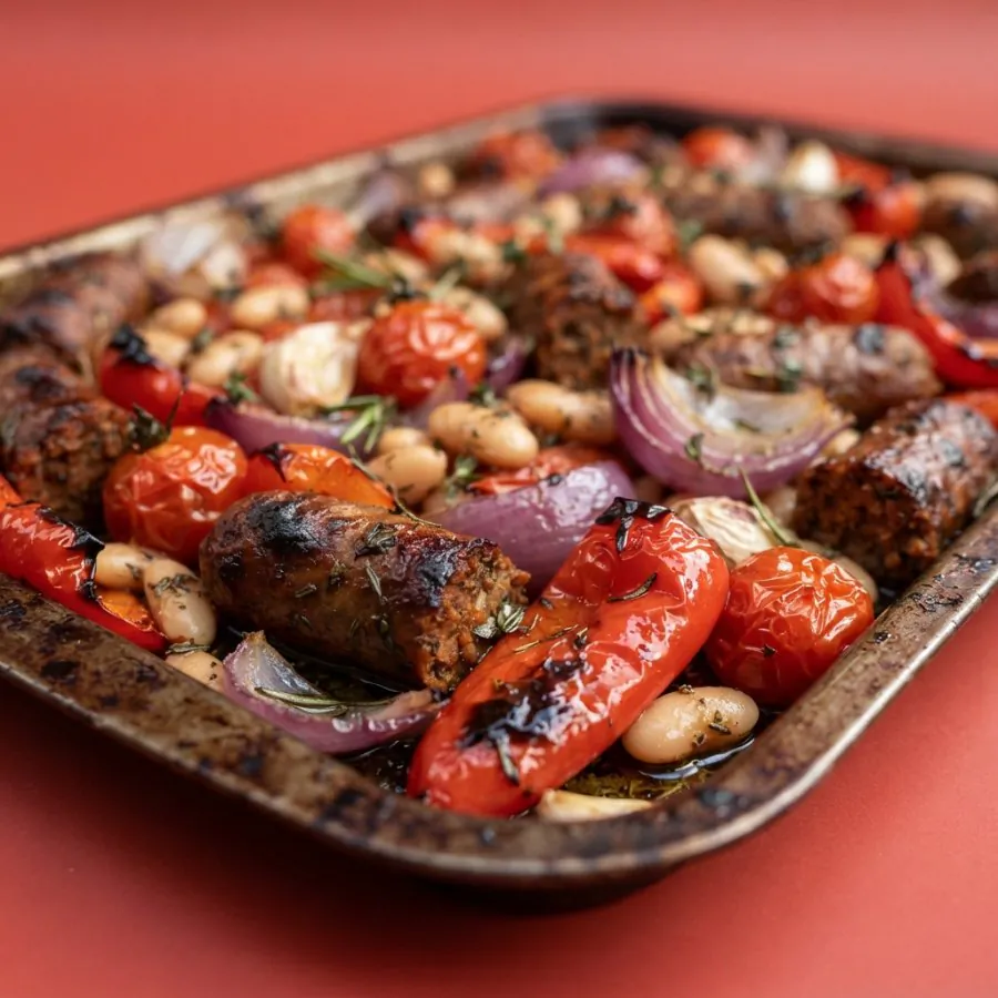 Sausage, pepper and white bean traybake, photo 2