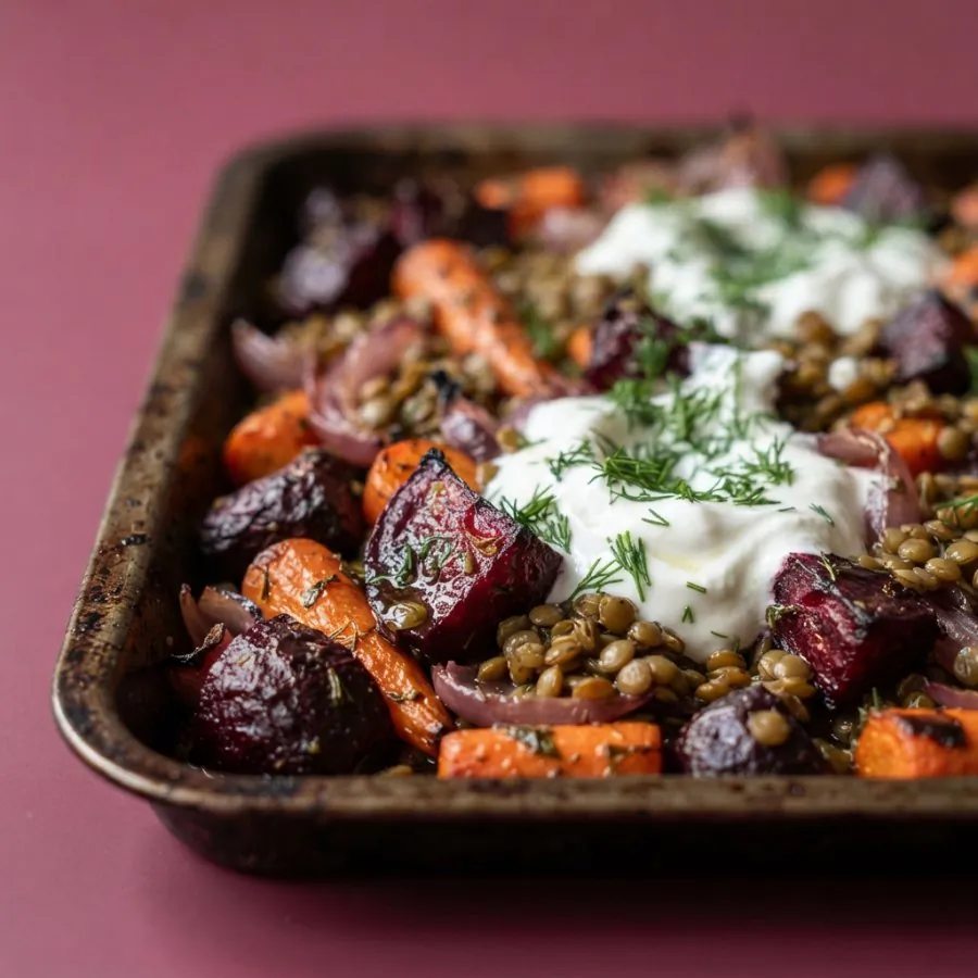 Roast beetroot, carrot and lentil traybake, photo 2