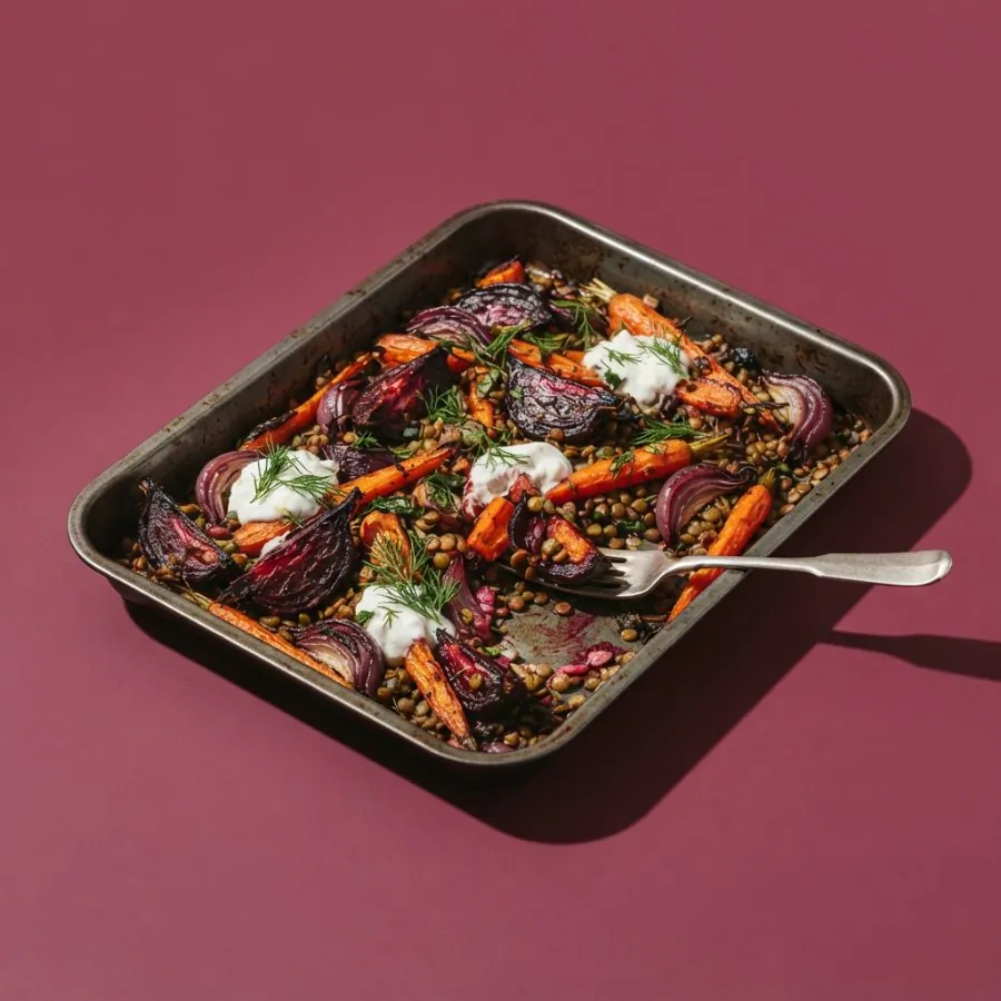 Roast beetroot, carrot and lentil traybake, photo 3