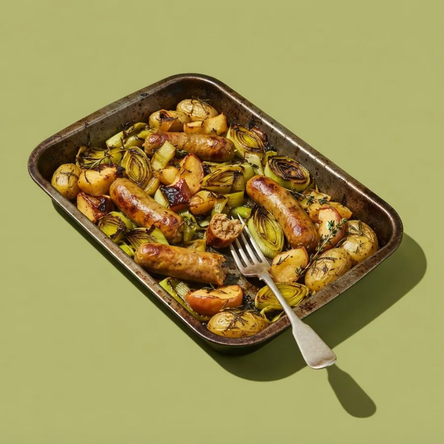 Sausage, leek and apple traybake, photo 3