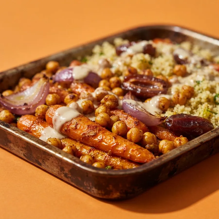 Spiced carrot and chickpea traybake with tahini, photo 2