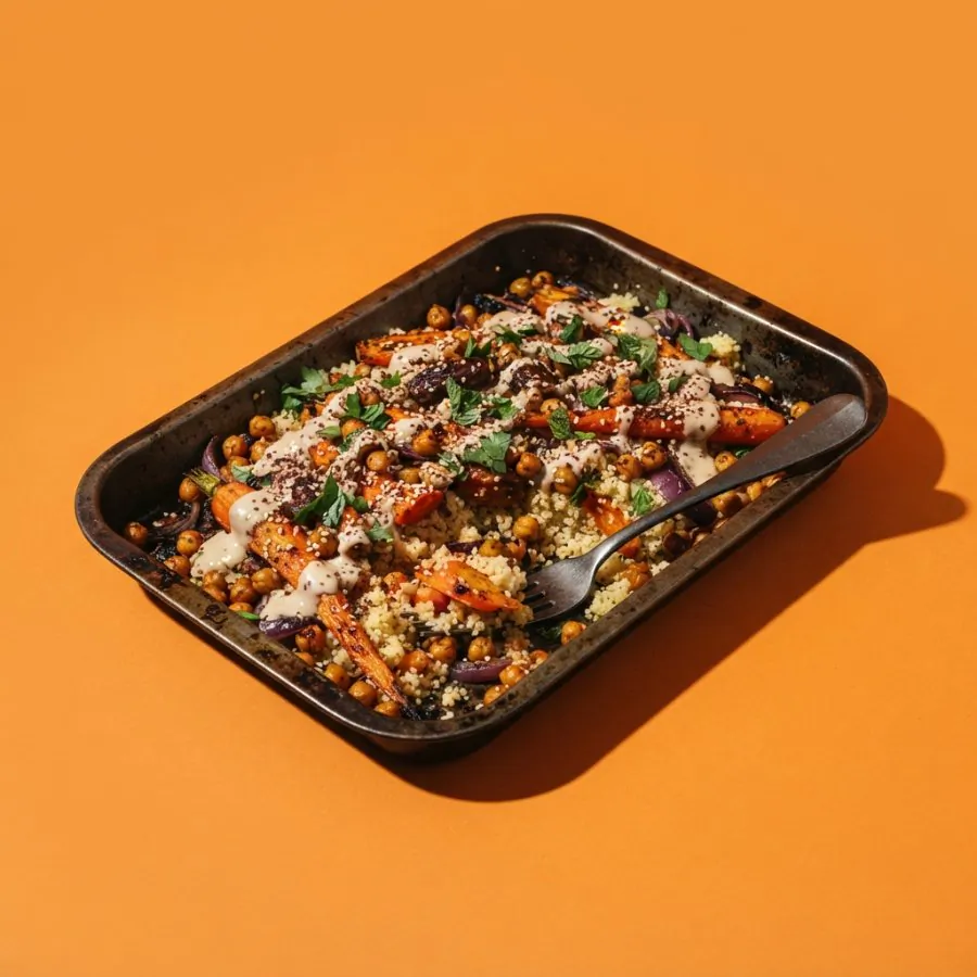 Spiced carrot and chickpea traybake with tahini, photo 3