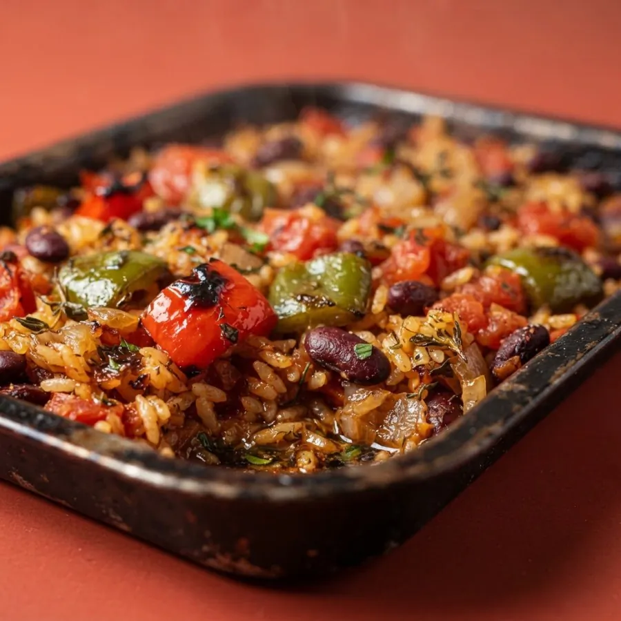 Baked tomato rice with peppers and beans, photo 2