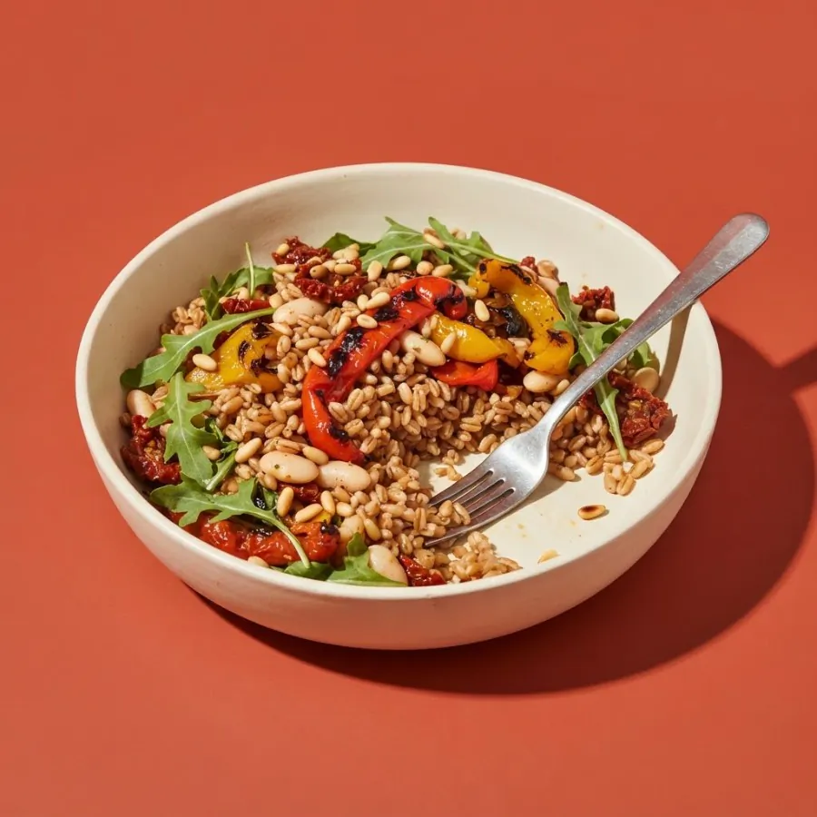 Farro bowl with roasted peppers and white beans, photo 3