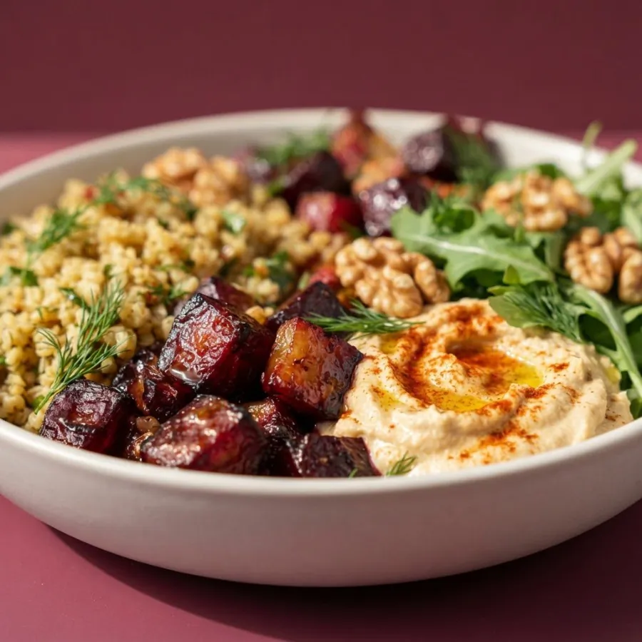 Roast beetroot and bulgur bowl with hummus, photo 2