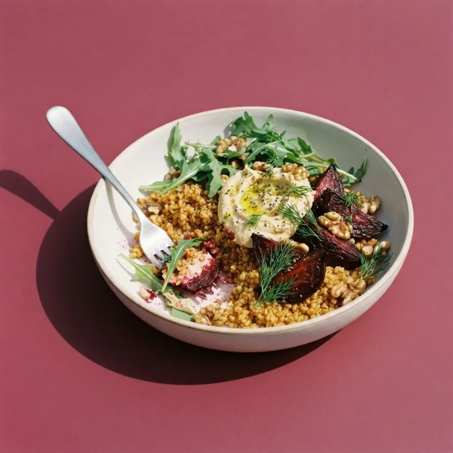 Roast beetroot and bulgur bowl with hummus, photo 3