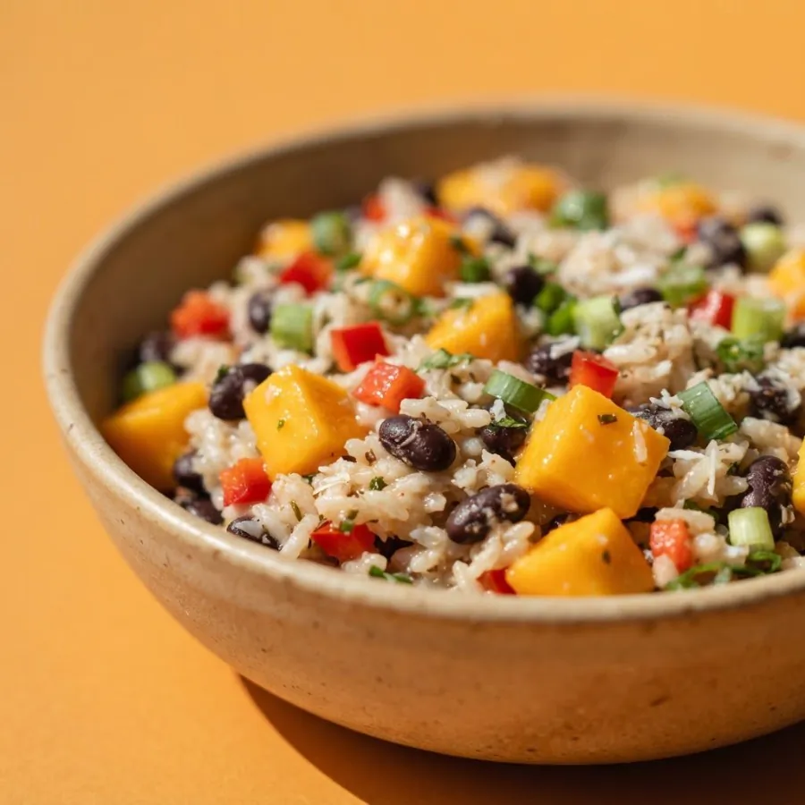 Coconut rice bowl with black beans and mango, photo 2