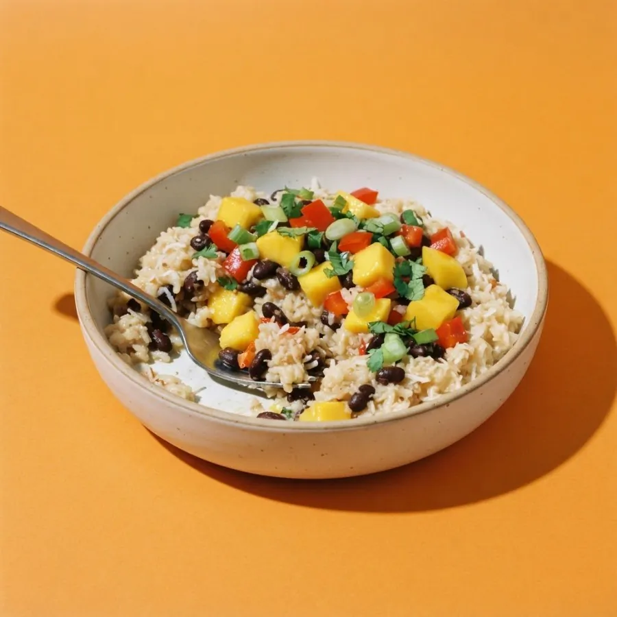 Coconut rice bowl with black beans and mango, photo 3