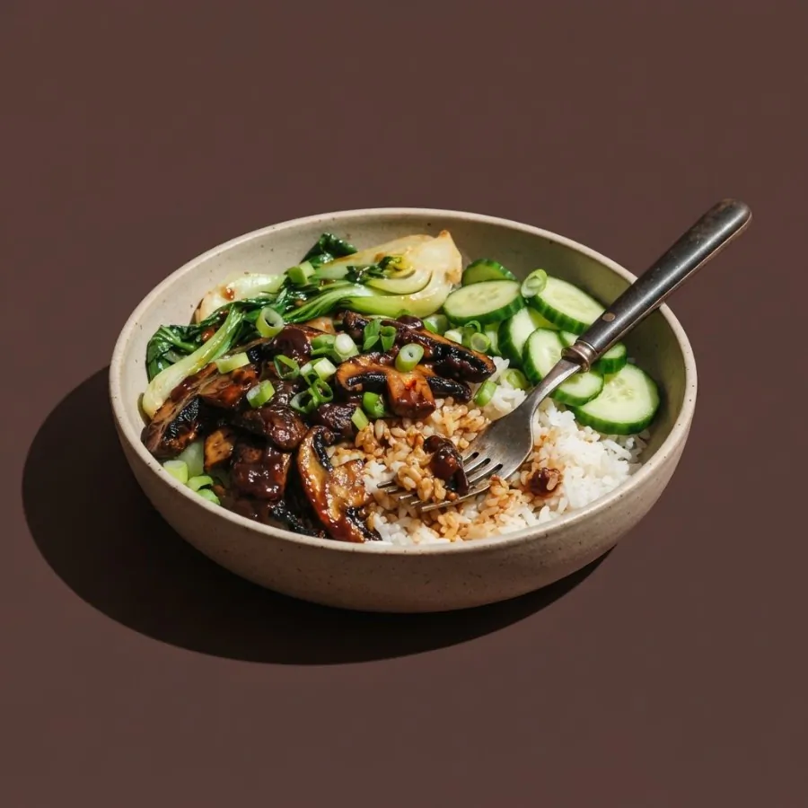 Hoisin mushroom rice bowl, photo 3