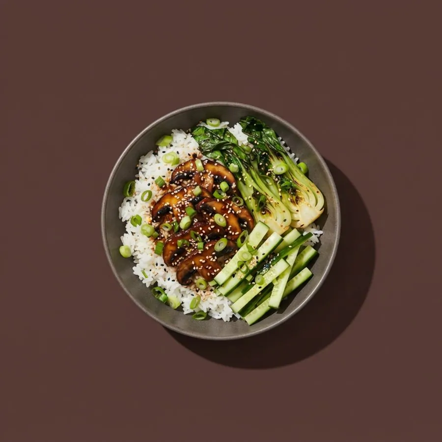 Hoisin mushroom rice bowl