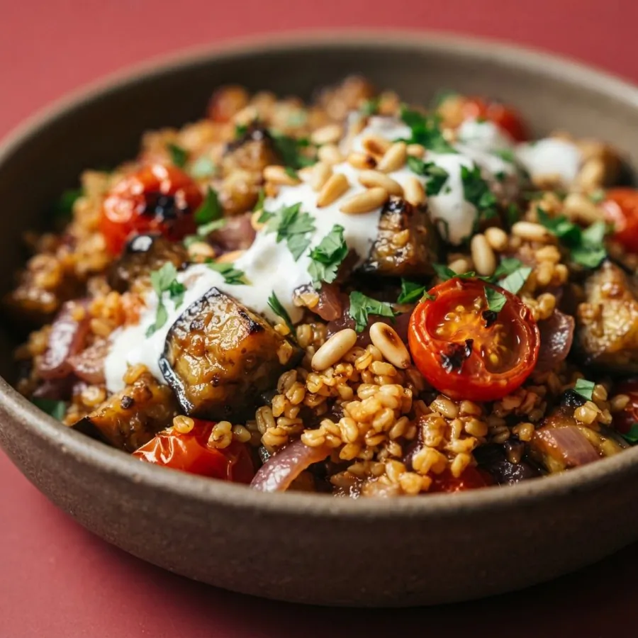 Smoky aubergine and tomato bulgur bowl, photo 2