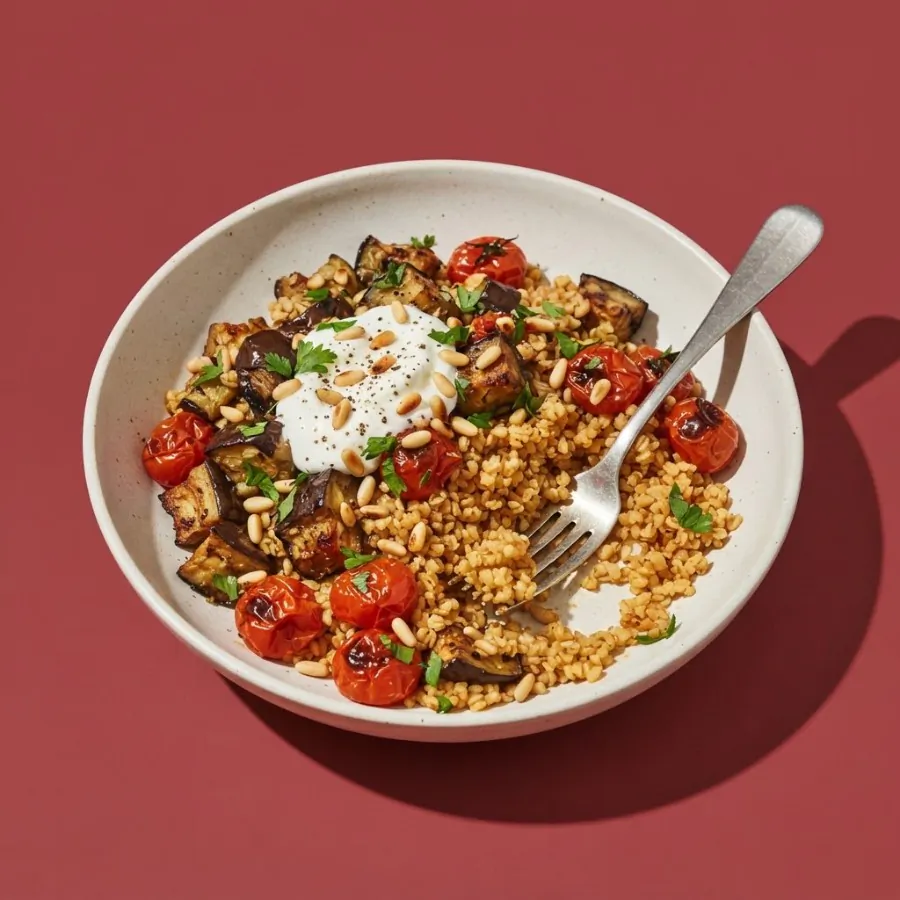 Smoky aubergine and tomato bulgur bowl, photo 3