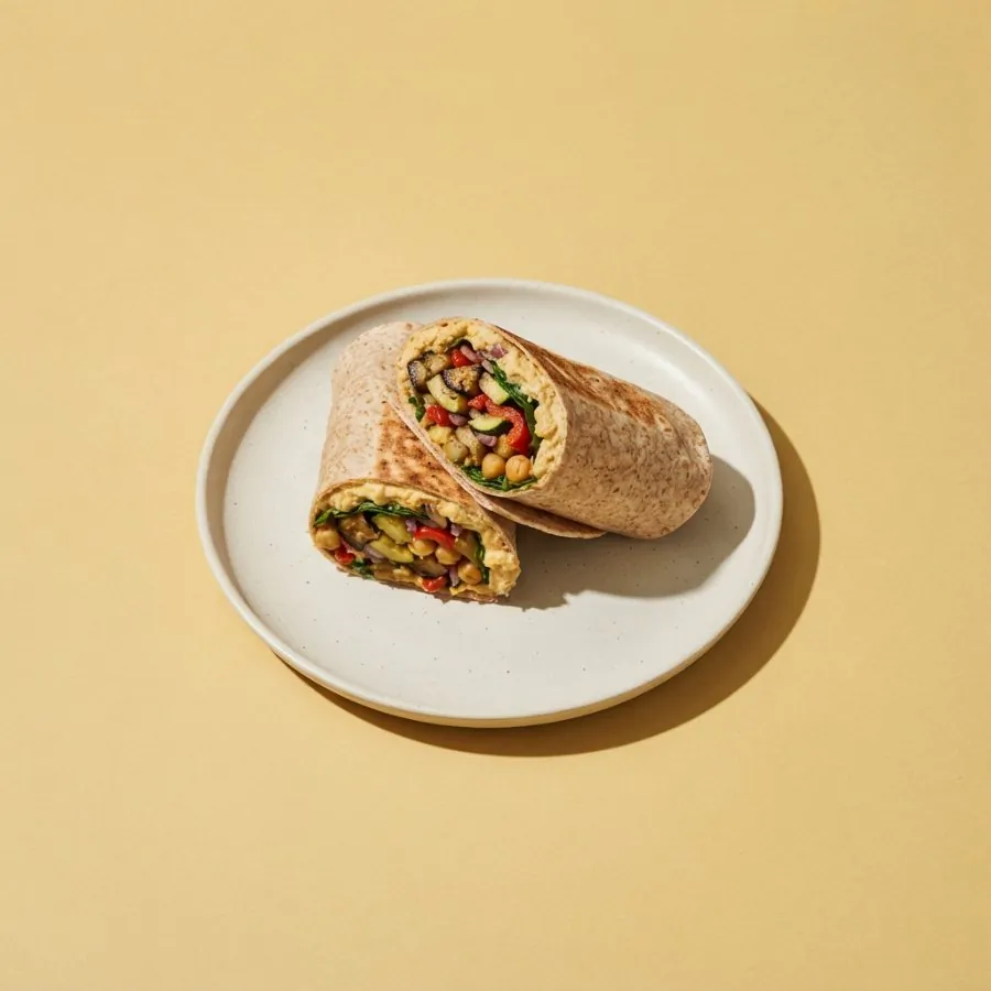 Hummus and roast vegetable wraps