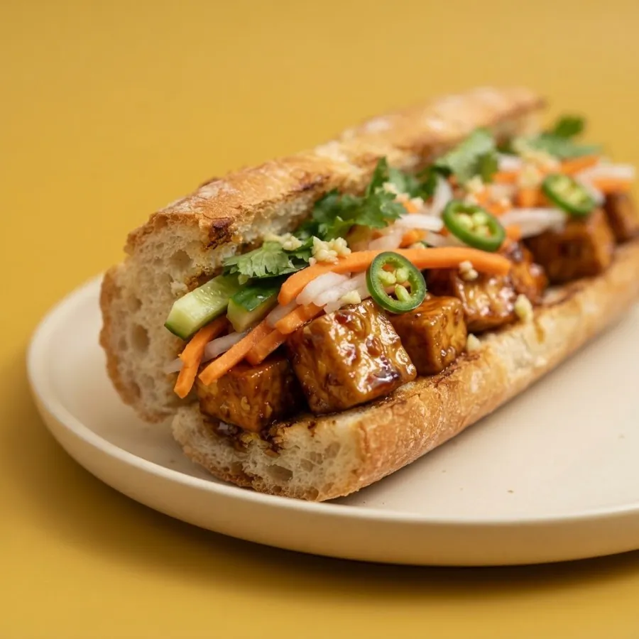 Sticky tofu baguettes with pickled carrot, photo 2