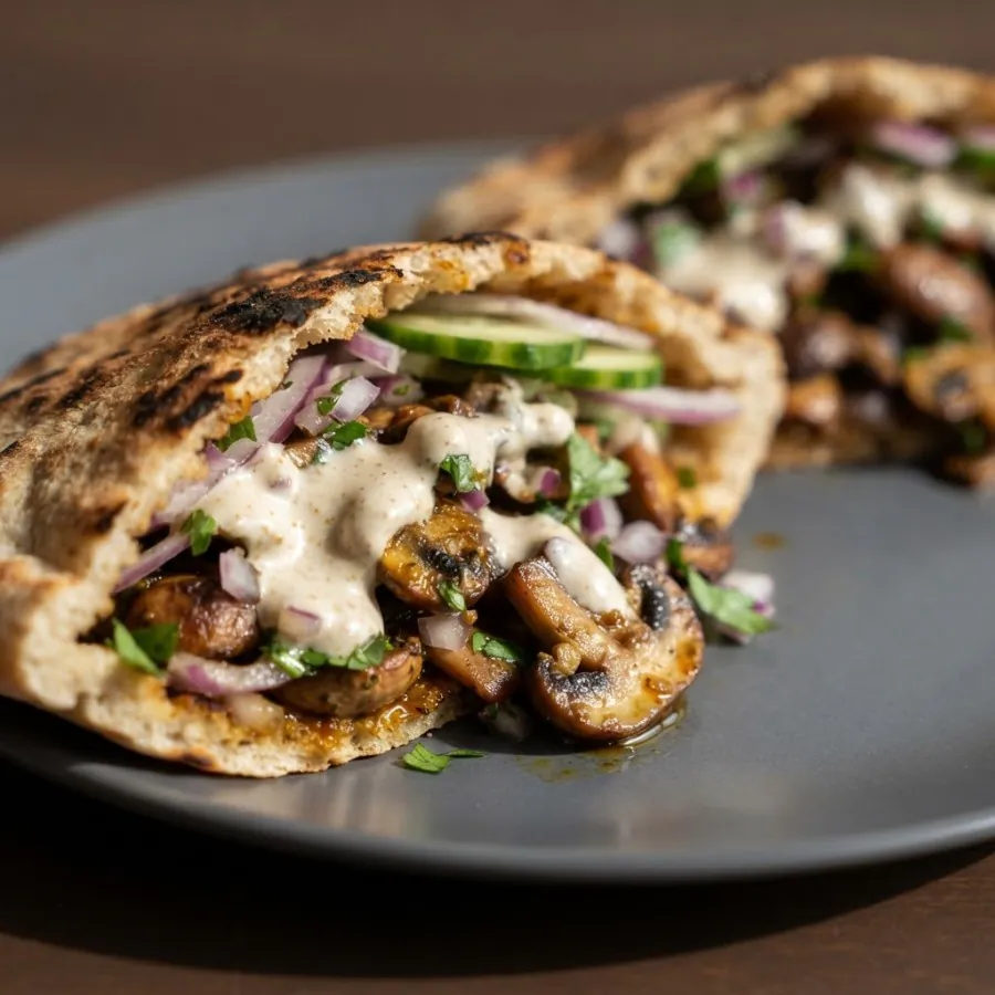 Spiced mushroom pittas with tahini, photo 2