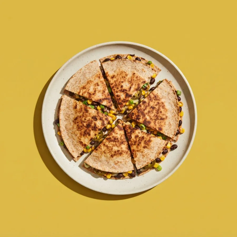 Sweetcorn and black bean quesadillas
