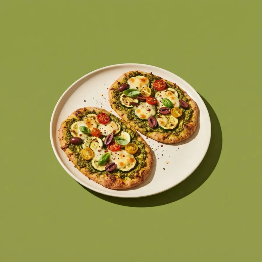 Courgette and pesto flatbread pizzas