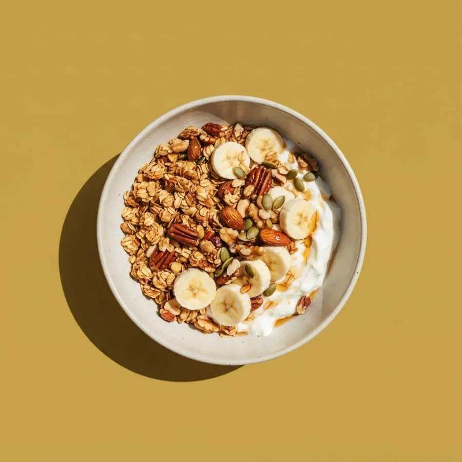 Maple nut granola with yogurt