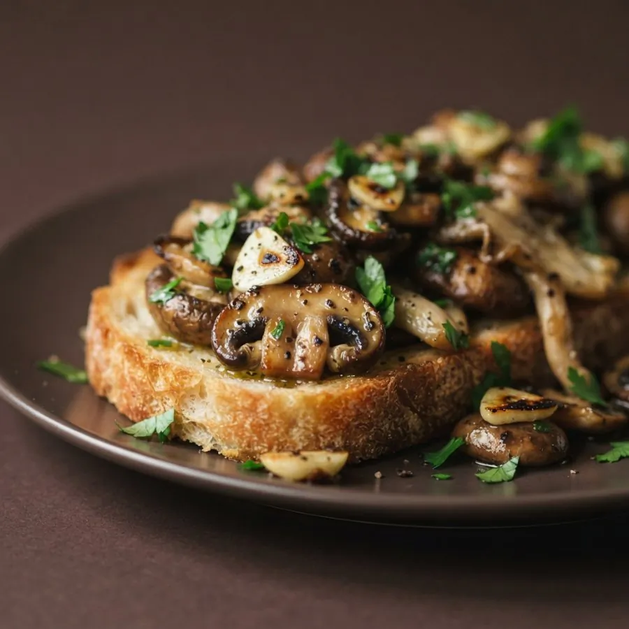 Knoblauchchampignons auf Toast, Foto 2