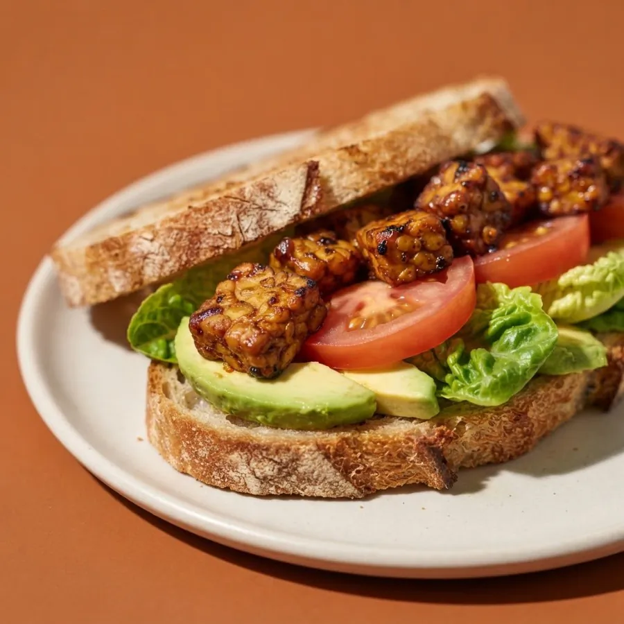 Sándwich de tempeh ahumado, aguacate y tomate, foto 2
