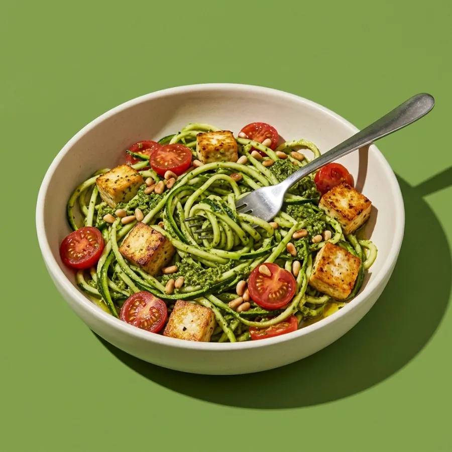 Courgetti with pesto, tofu and cherry tomatoes, photo 3