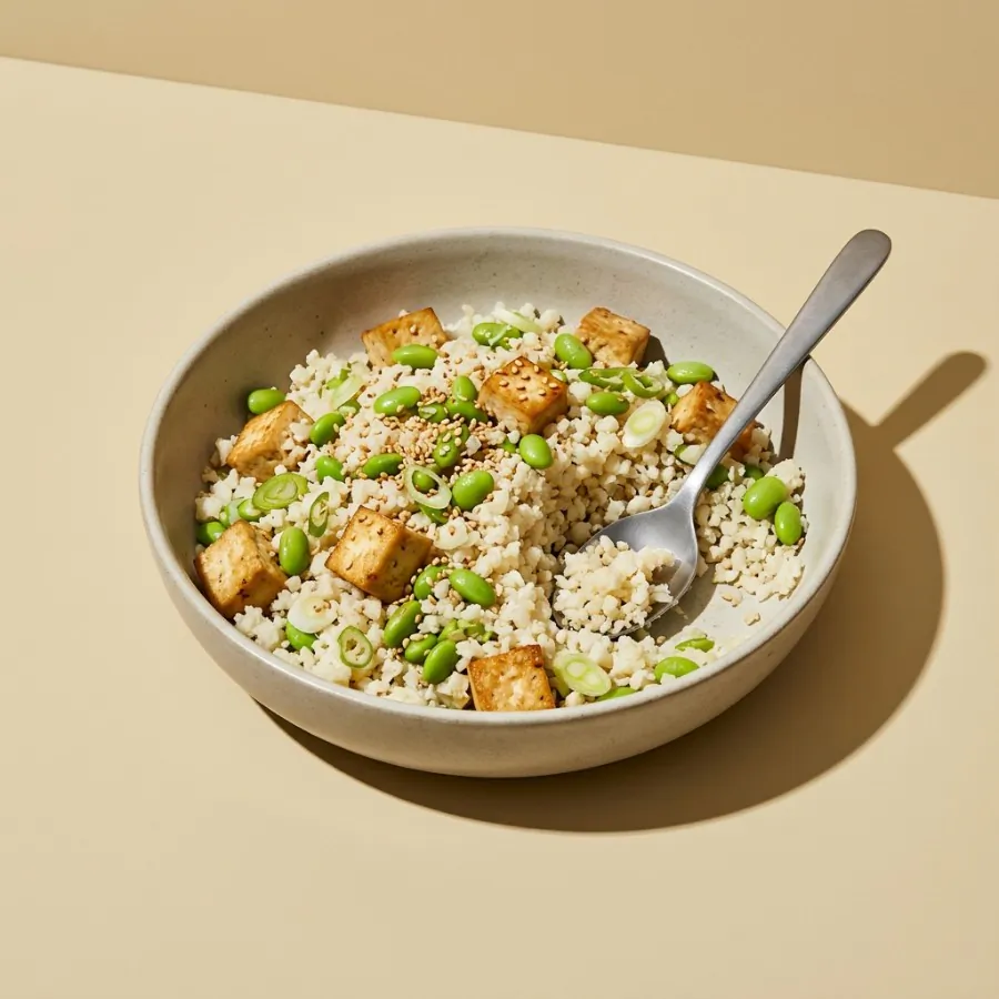 Cauliflower rice with tofu and edamame, photo 3