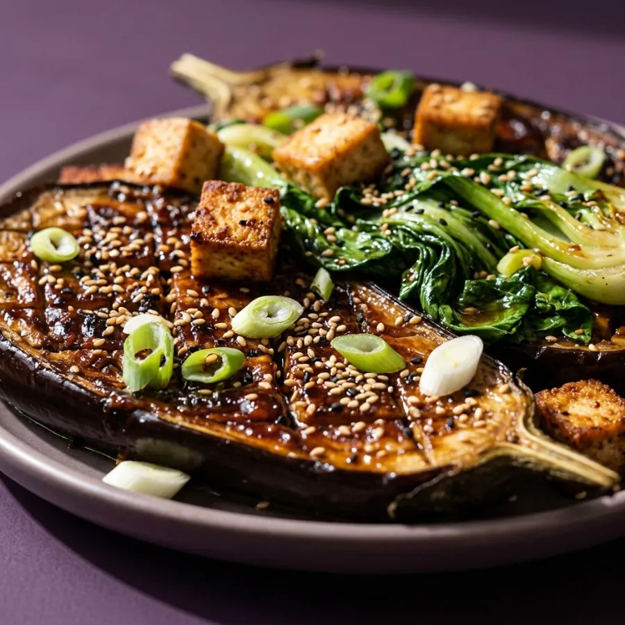 Miso aubergine with sesame greens, photo 2