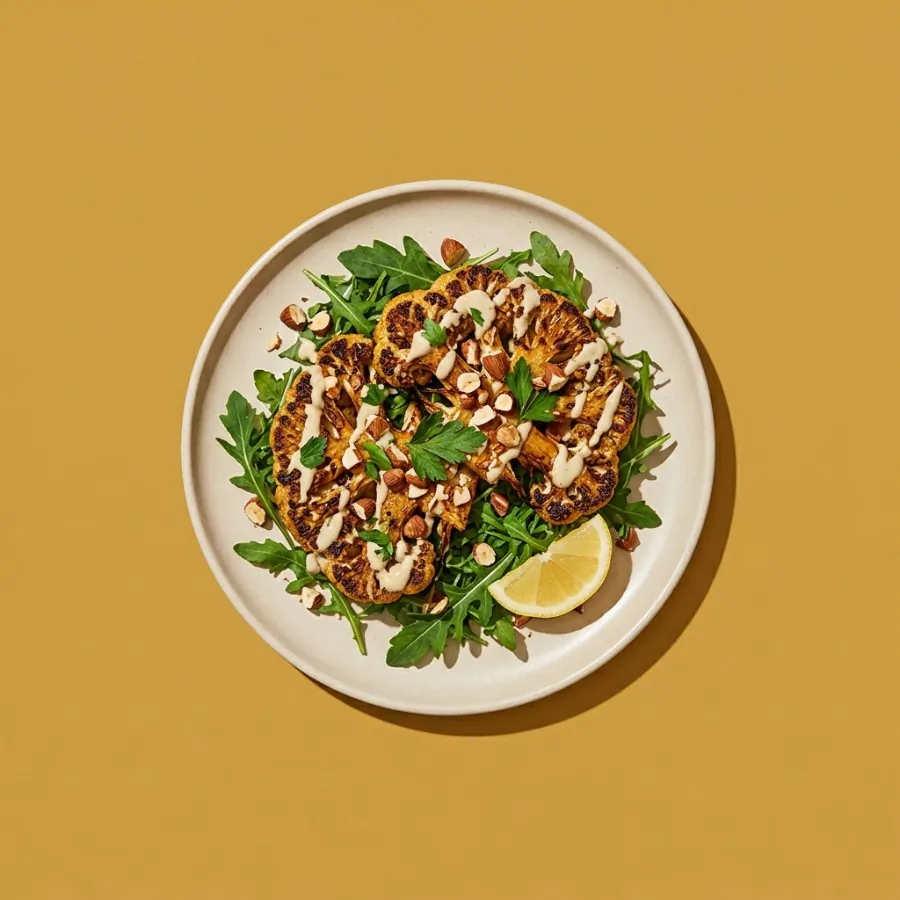 Roast cauliflower steaks with tahini and almonds