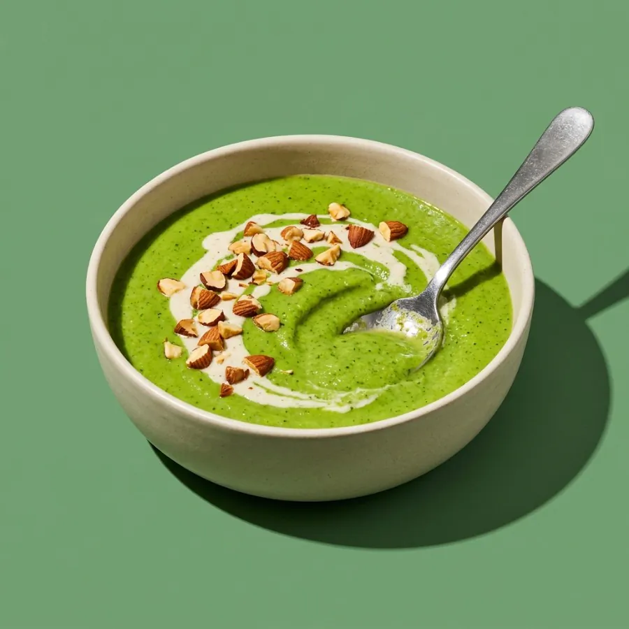 Broccoli and spinach soup with toasted almonds, photo 3