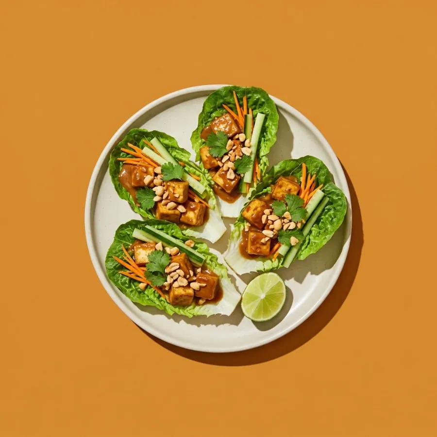 Satay tofu lettuce cups
