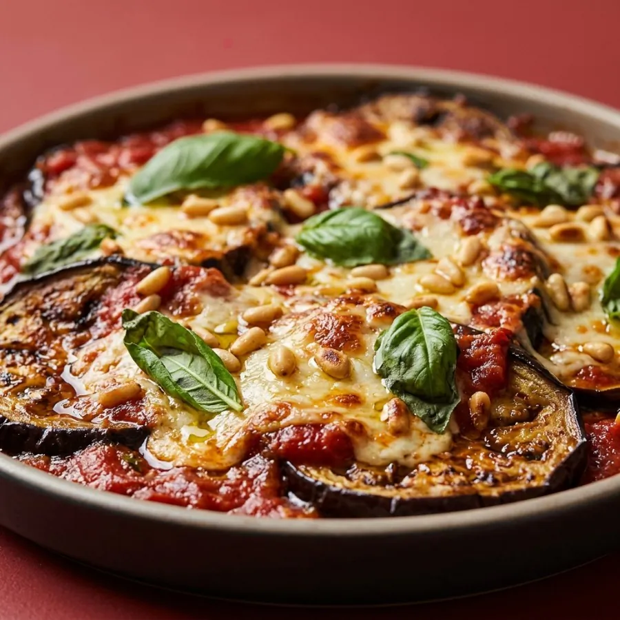 Baked aubergine with tomato, basil and mozzarella, photo 2