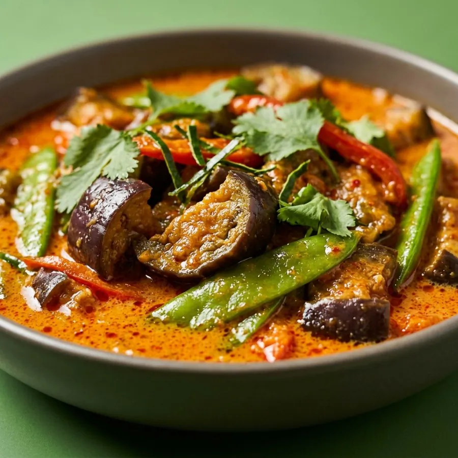 Thai red curry with aubergine and mangetout, photo 2