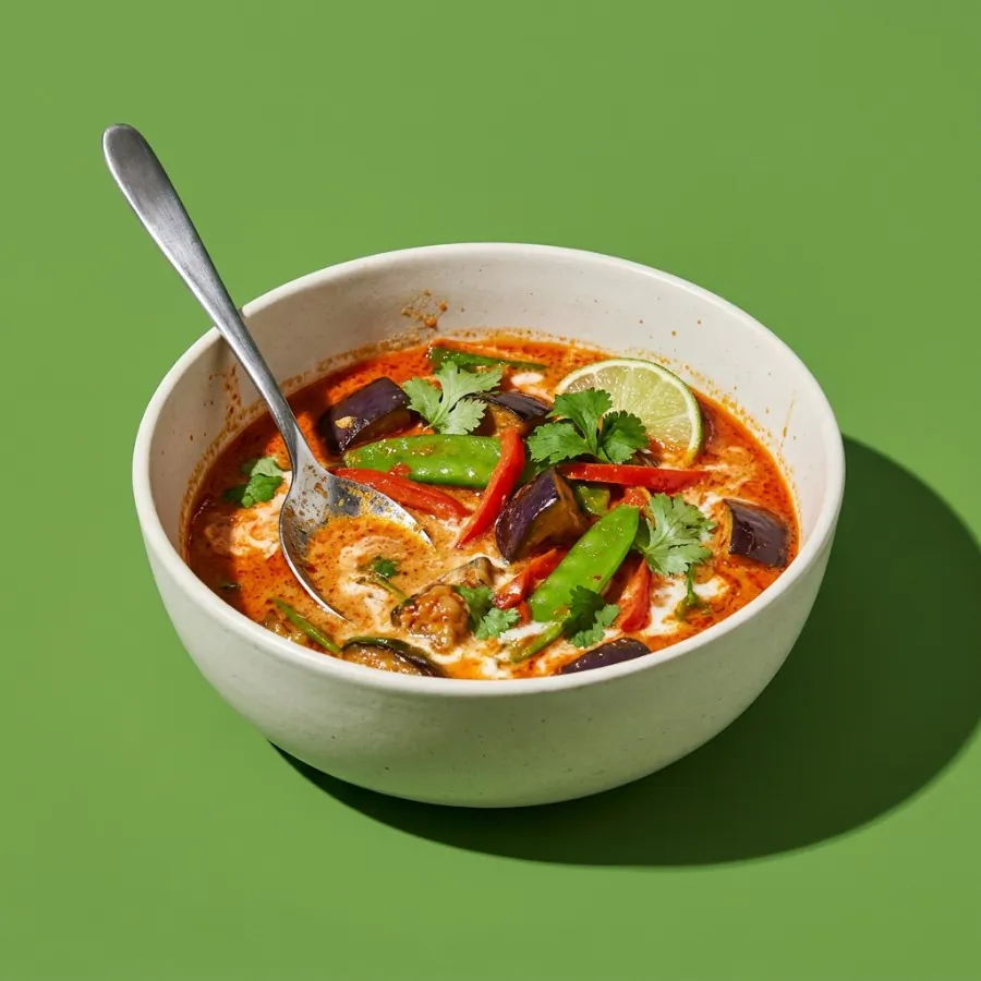 Thai red curry with aubergine and mangetout, photo 3