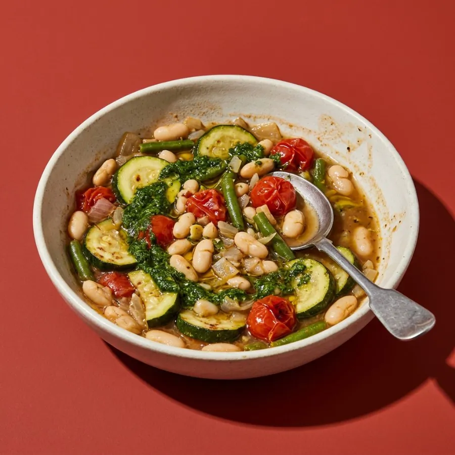 Summer courgette and bean stew with pesto, photo 3