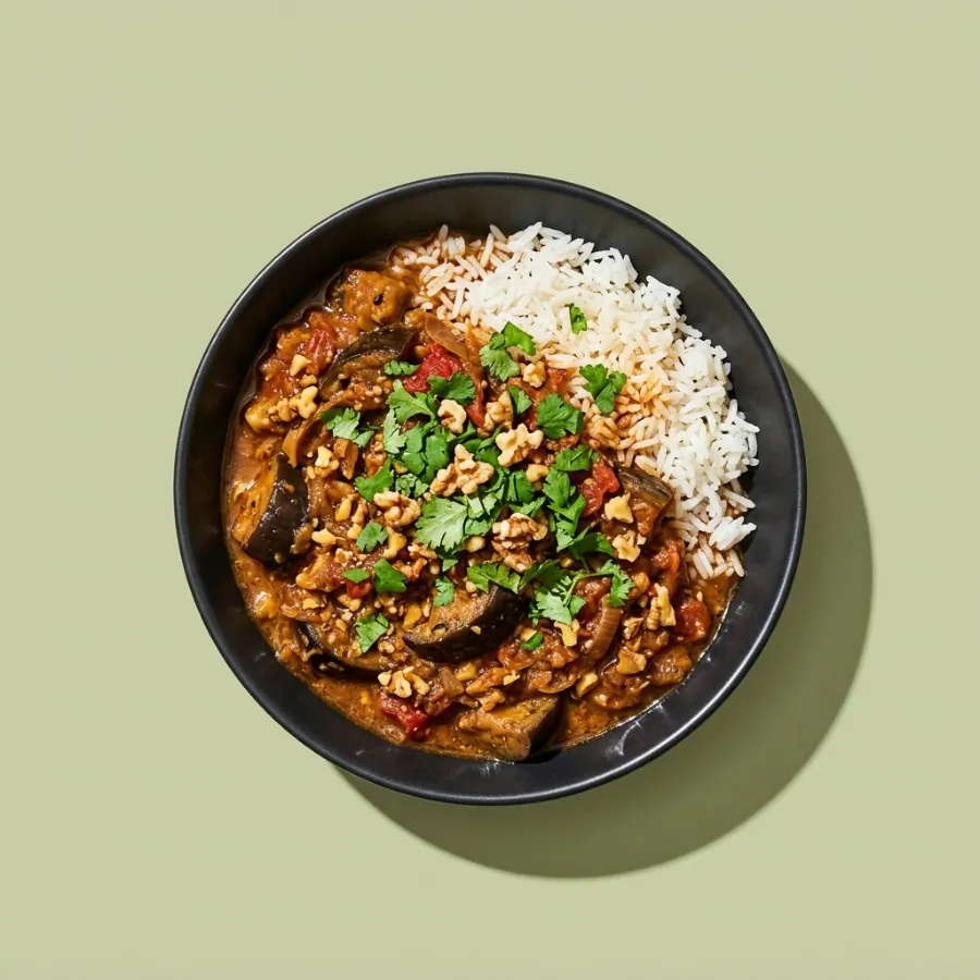 Georgian-style walnut and aubergine stew