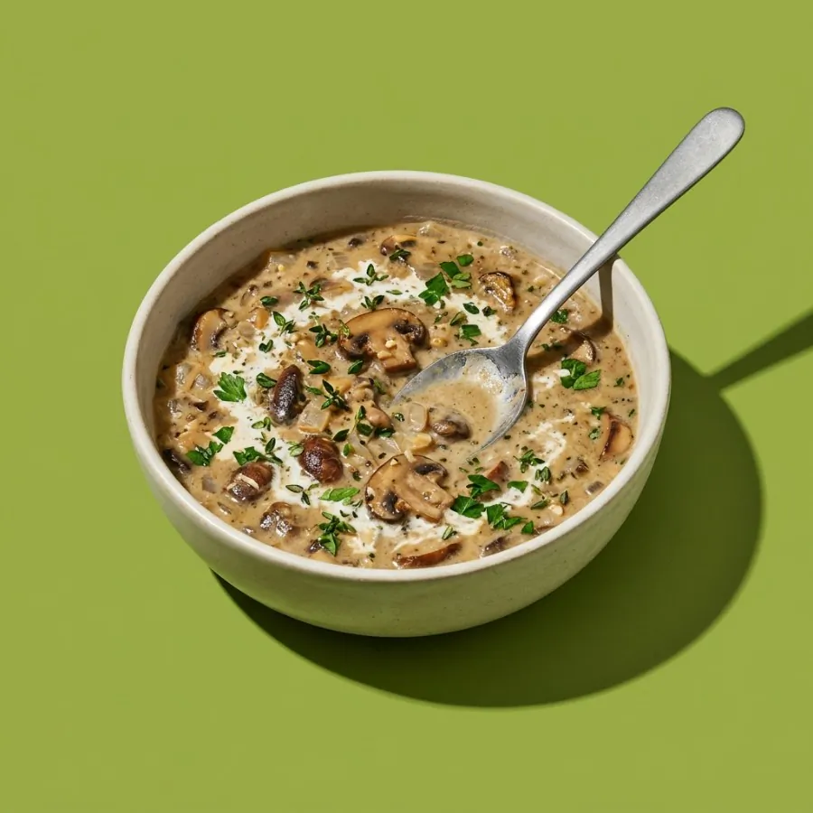 Cream of mushroom soup with thyme, photo 3