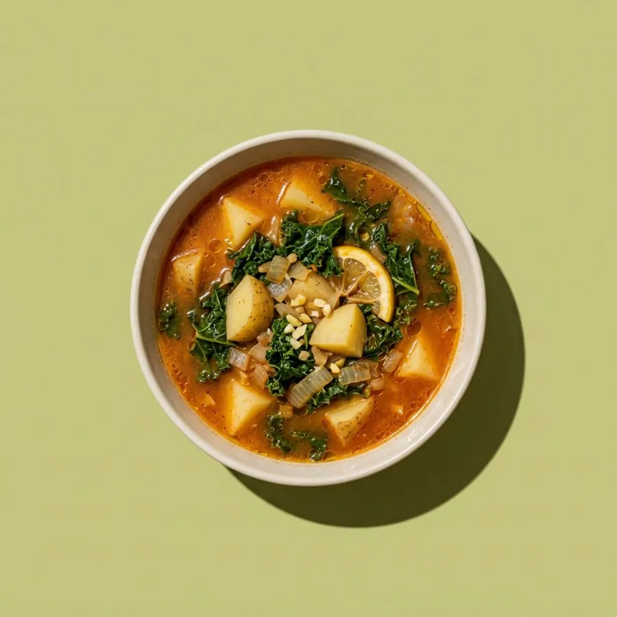 Kale, potato and paprika soup