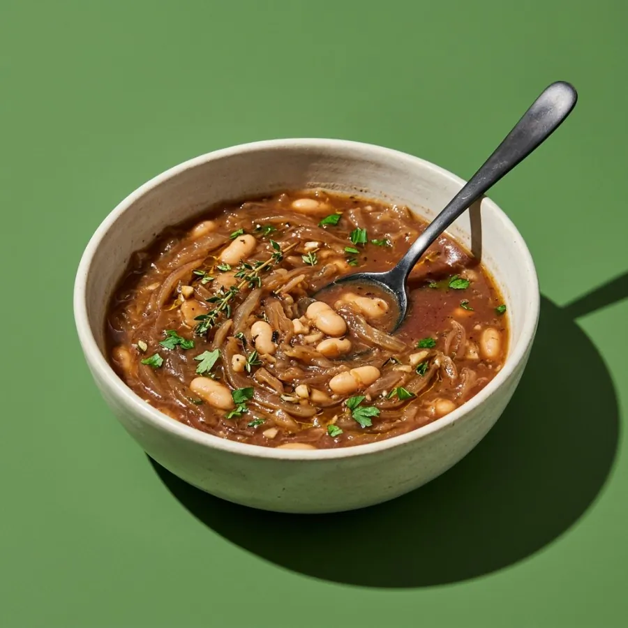 Caramelised onion and white bean soup with thyme, photo 3